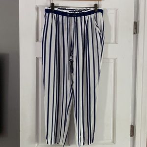 **3 for $20!!** Zara Blue White Striped Cropped Pants Drawstring Waist Medium